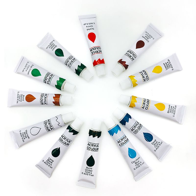 12 Colors Aluminum Tube High Quality Acrylic Color Paint for Kids