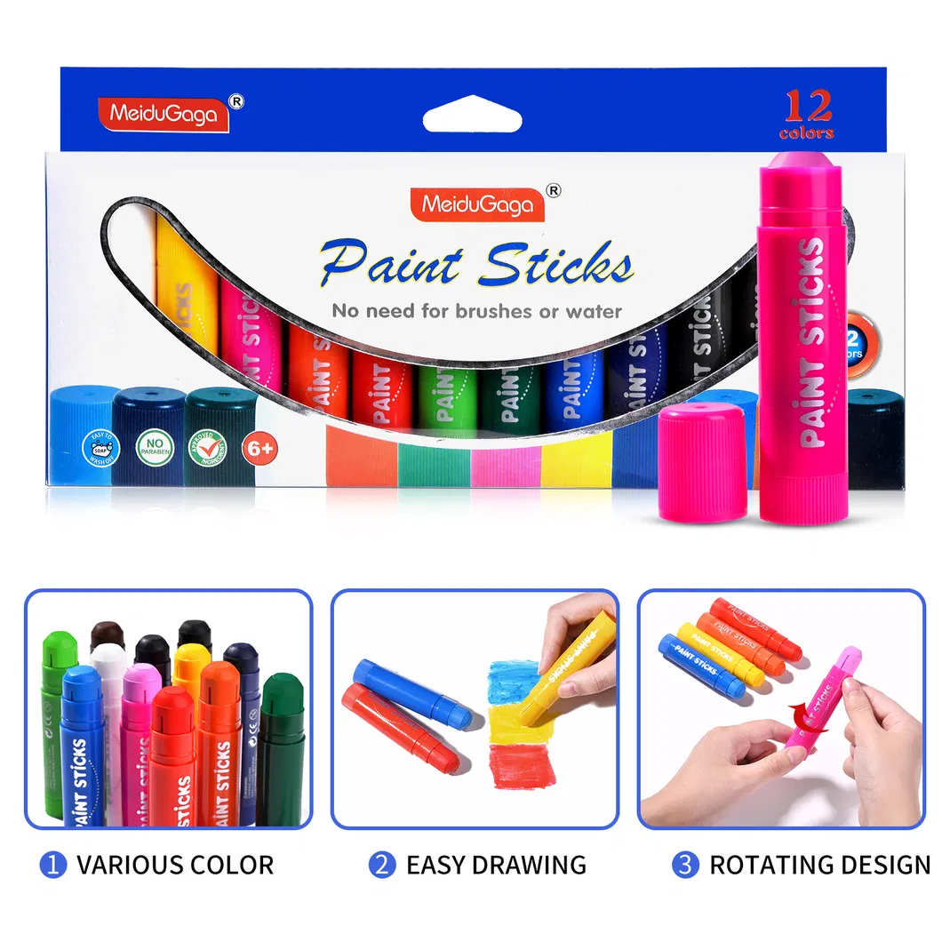 12 Metallic Colors of Non-Toxic Fast Drying Mess Free Wax Eco Friendly Crayon