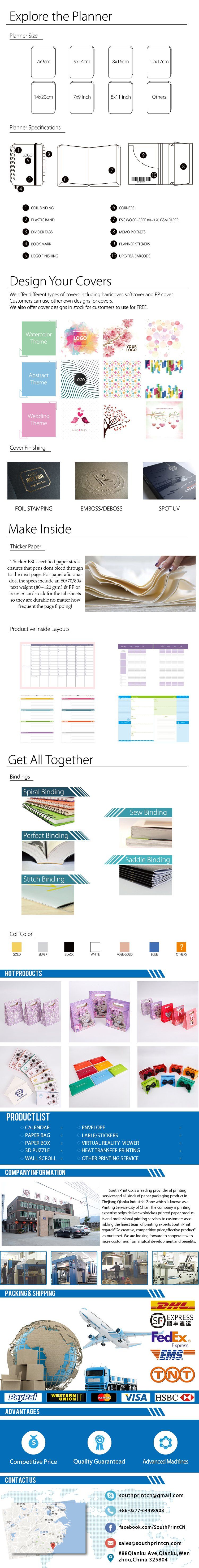 2020-2021 Leather Hardcover Personal Custom Printing A4 B6 A5 Diary Daily Weekly Monthly to Do List Planner with Calendar