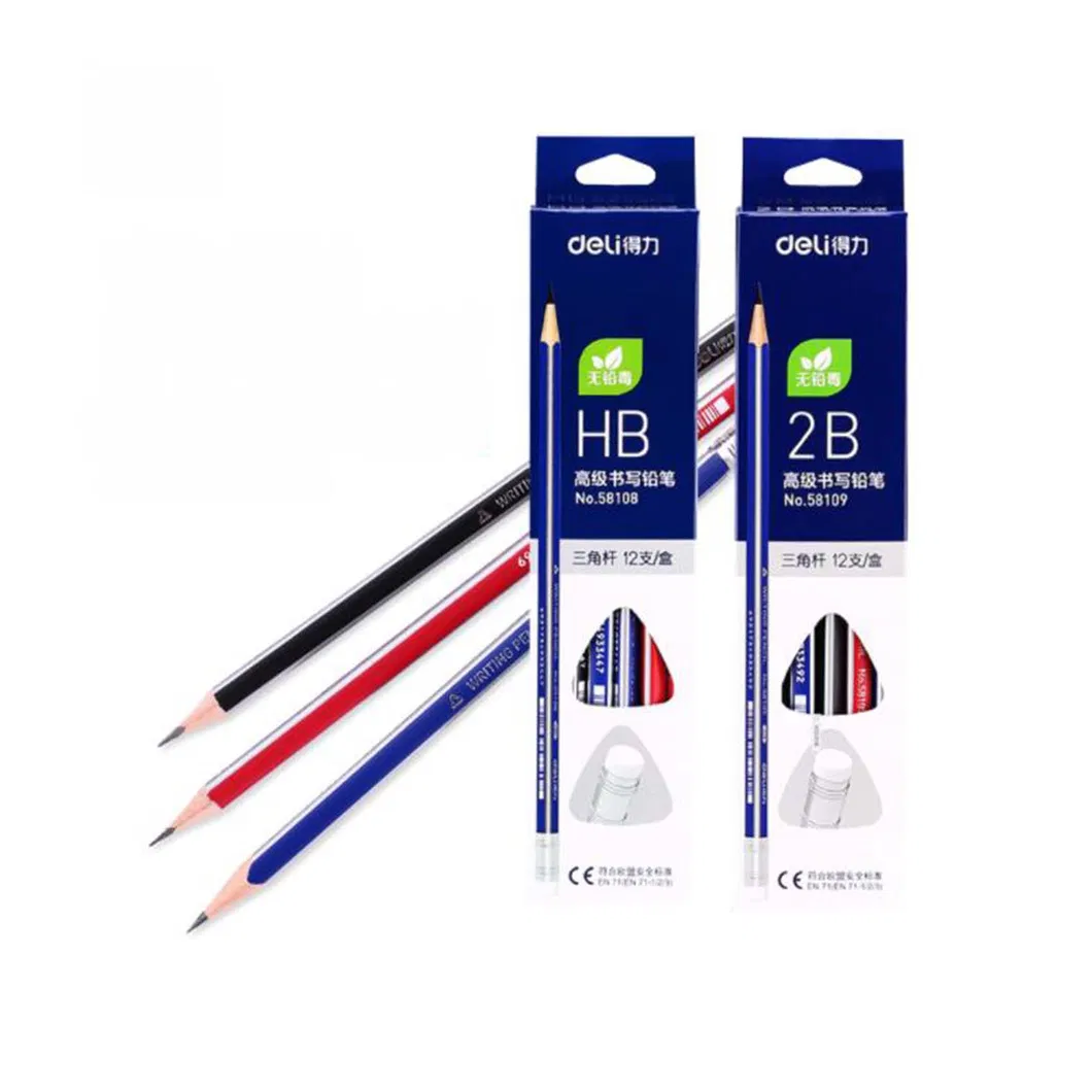 2b/Hb Nature Wood Black Triangular Golf Pencil with Eraser
