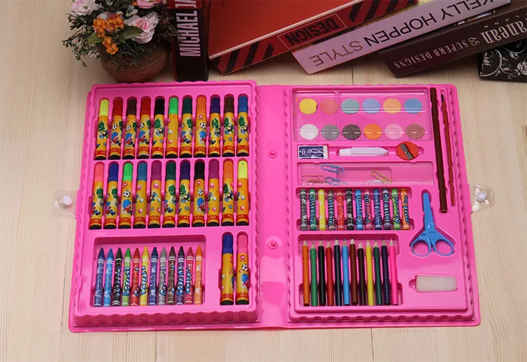 86 Pieces of Children′s Painting Gift Set Stationery Set for Students′ Stationery Box Art, Watercolor Pen, Paintbrush,