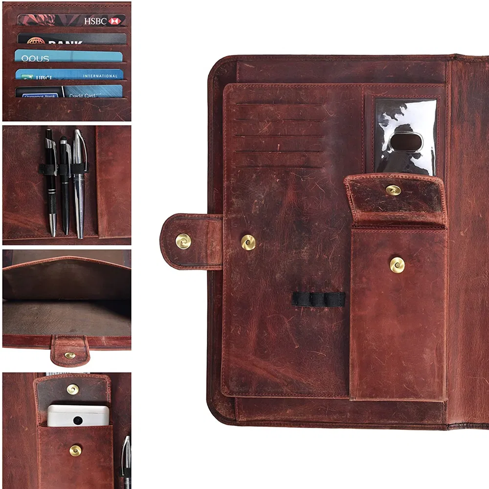 Business A4 Folders Executive Portfolio Genuine Leather Compendium