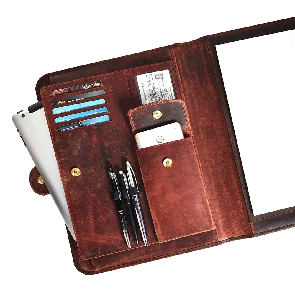 Business A4 Folders Executive Portfolio Genuine Leather Compendium