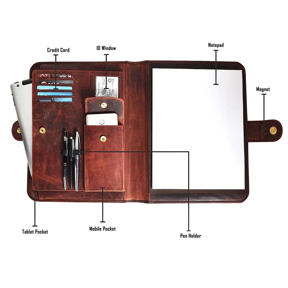 Business A4 Folders Executive Portfolio Genuine Leather Compendium