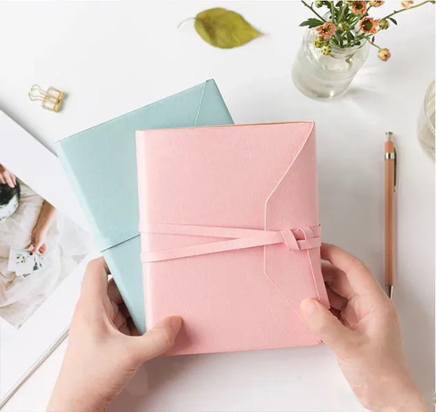 Candy Color PU Leather Notebook Korean Style Hand-Ledgers Leather Strap Notebook Portable Small Fresh Notepad