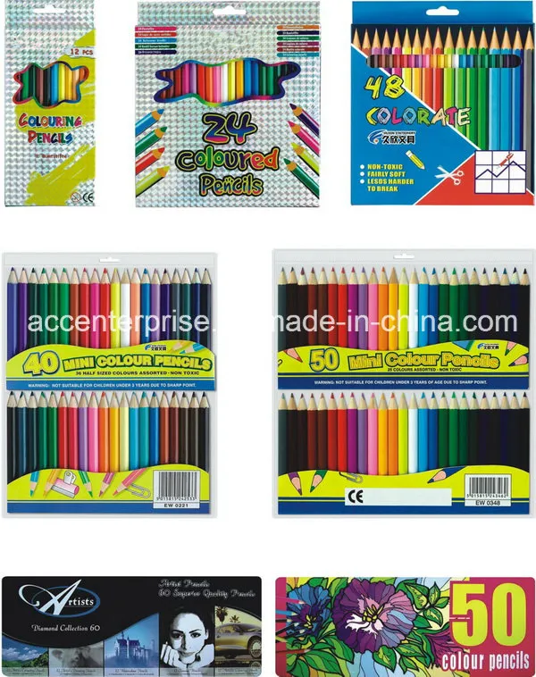 Color Pencil with Logo Printing on Pencil and Package