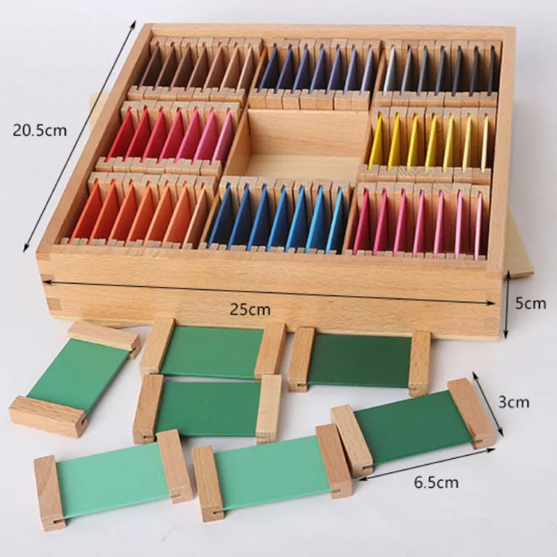 Creative Montessori Sensorial Material Learning Wooden Color Tablet Box Wood