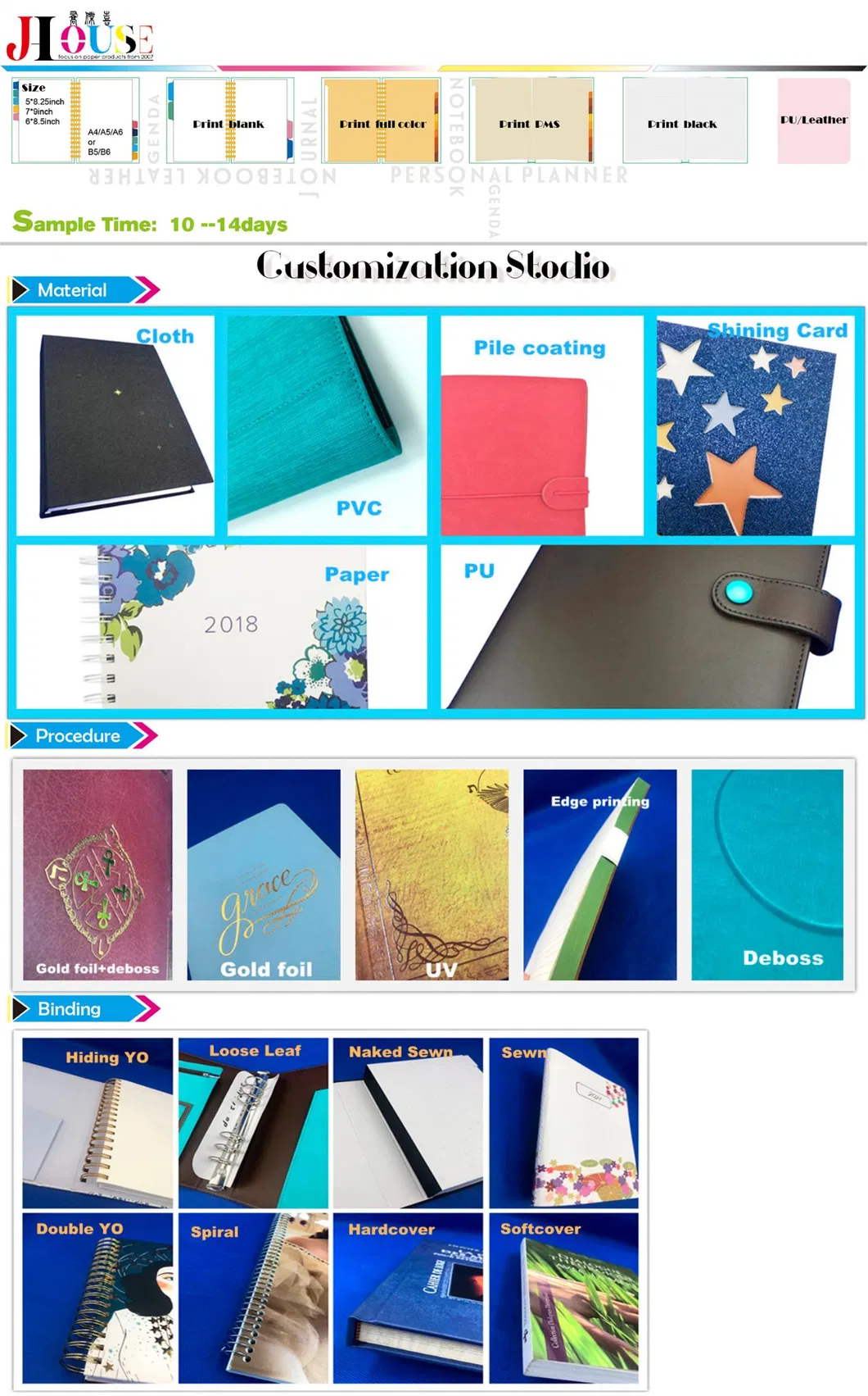 Custom Hardcover Notebook Eco-Friendly Printing Business Personalized Agenda for Stationery Supply