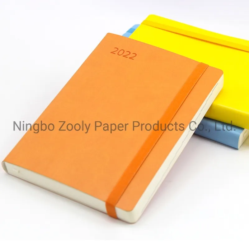 Customized Logo Colorful PU Leather 2022 Planner Diary Notebook Agenda for Daily Weekly Monthly