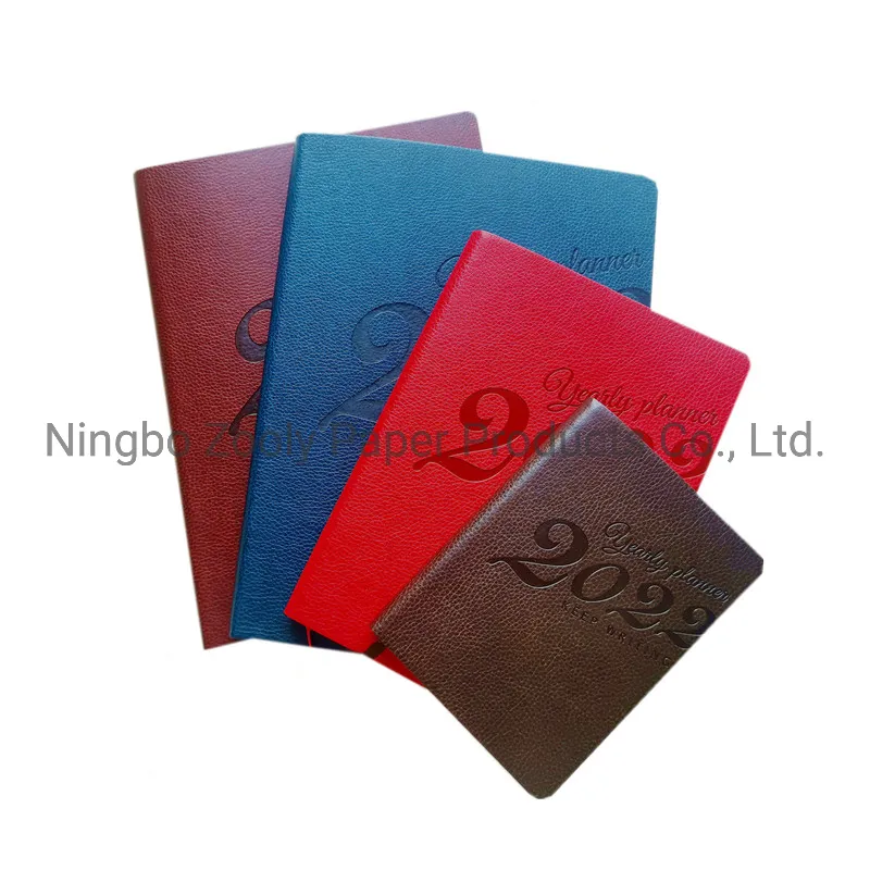 Customized Logo Colorful PU Leather 2022 Planner Diary Notebook Agenda for Daily Weekly Monthly