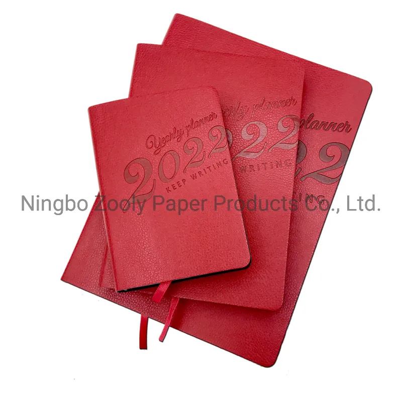 Customized Logo Colorful PU Leather 2022 Planner Diary Notebook Agenda for Daily Weekly Monthly