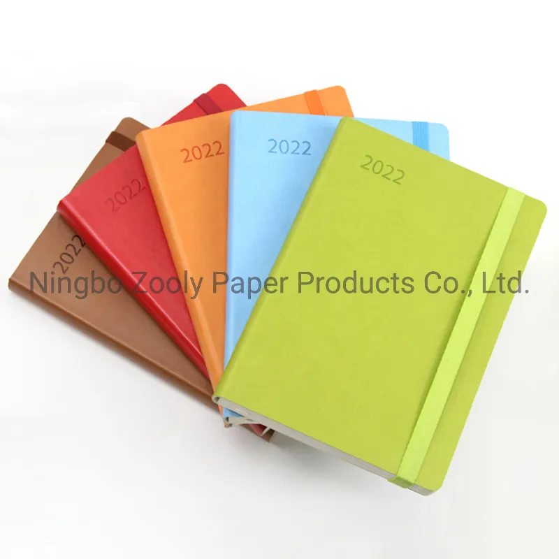 Customized Logo Colorful PU Leather 2022 Planner Diary Notebook Agenda for Daily Weekly Monthly