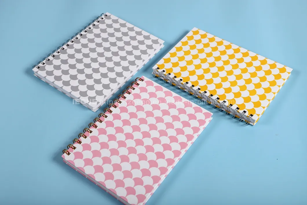 Eco-Friendly New Design A5 Size Paper Ruled Page Double Gold Spiral Notebooks