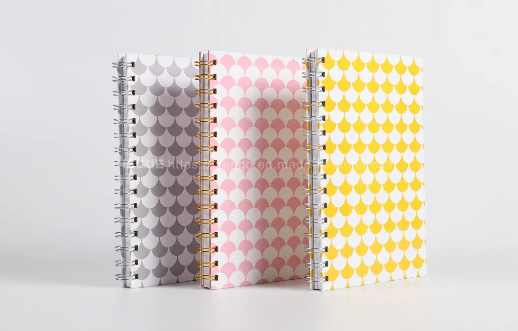 Eco-Friendly New Design A5 Size Paper Ruled Page Double Gold Spiral Notebooks