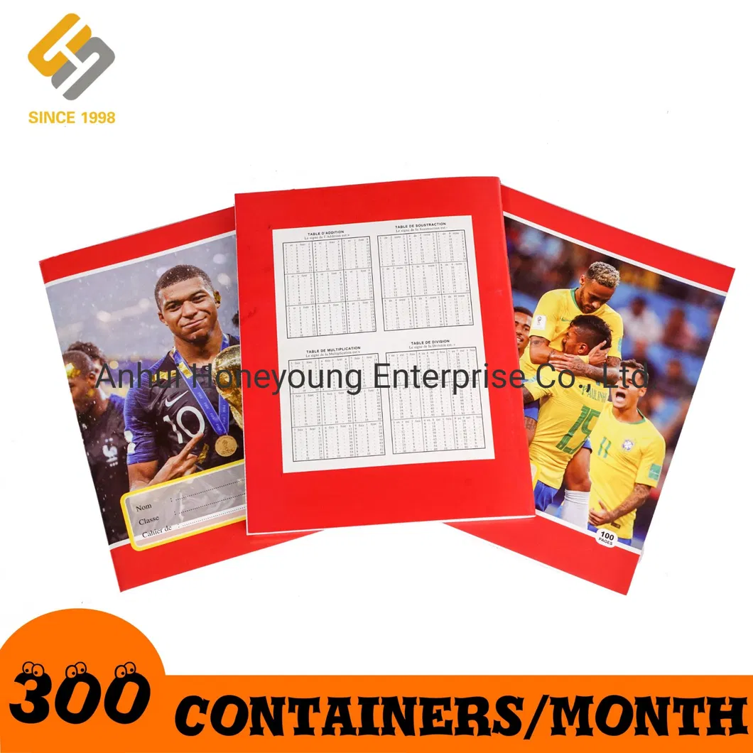Factory Wholesale Colorful Football Star Softcover A4/A5 School Exercise Book