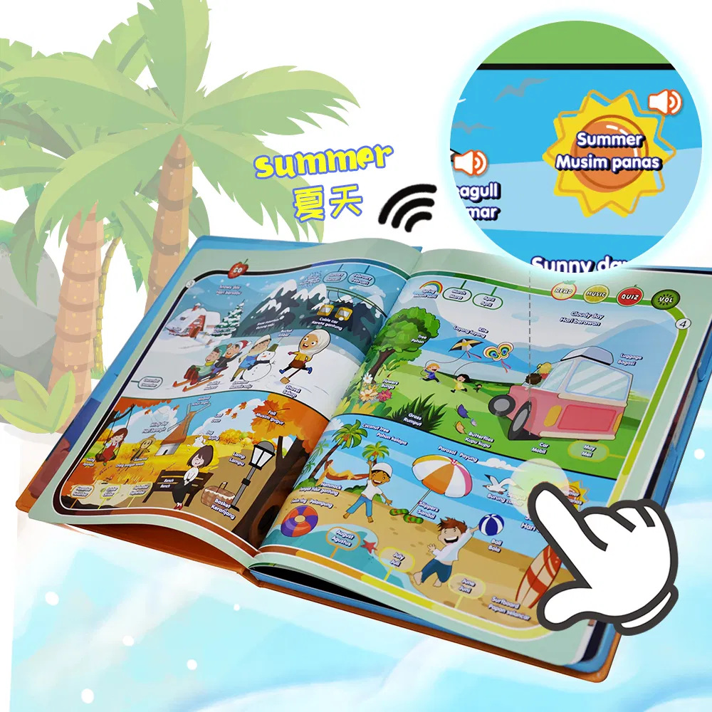 Hardcover Binding Music Sound Memory Colouring Child Board Books for Baby