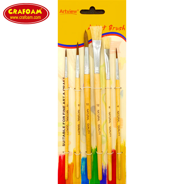 High End Artist 6 Pieces Paint Brush Set Different Size Shape Nylon Hair Watercolor Paint Brush