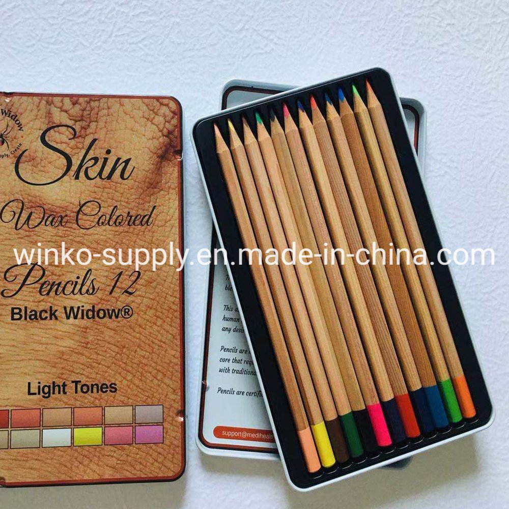 High Quality 12 Colors Wood Hb 7inch Color Pencils with Tin Box