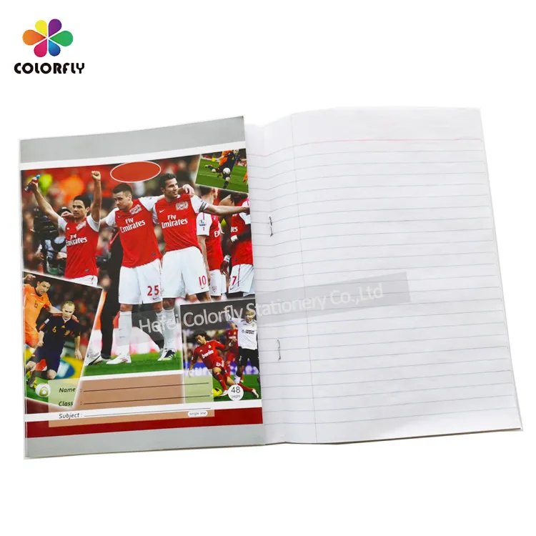 Hot Selling Cheap Football Star Design 17*22cm/48 Pages Ruled Line Exercise Notebook