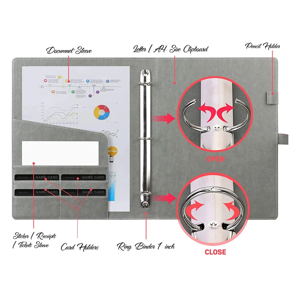 Luxury Customized Leather Document Portfolio File Folder Gift Conference Portfolio Folder
