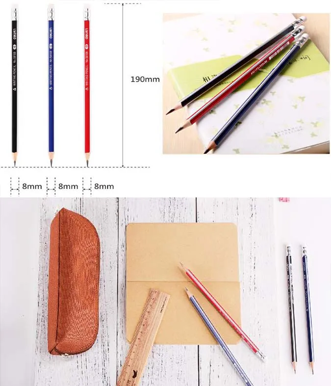 Non-Toxic Linden Wood Black Lead Sketch Pencil with Eraser