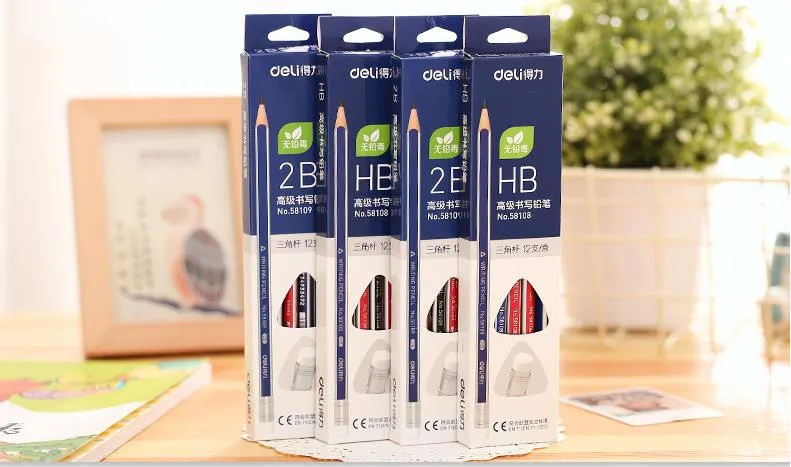 Non-Toxic Linden Wood Black Lead Sketch Pencil with Eraser