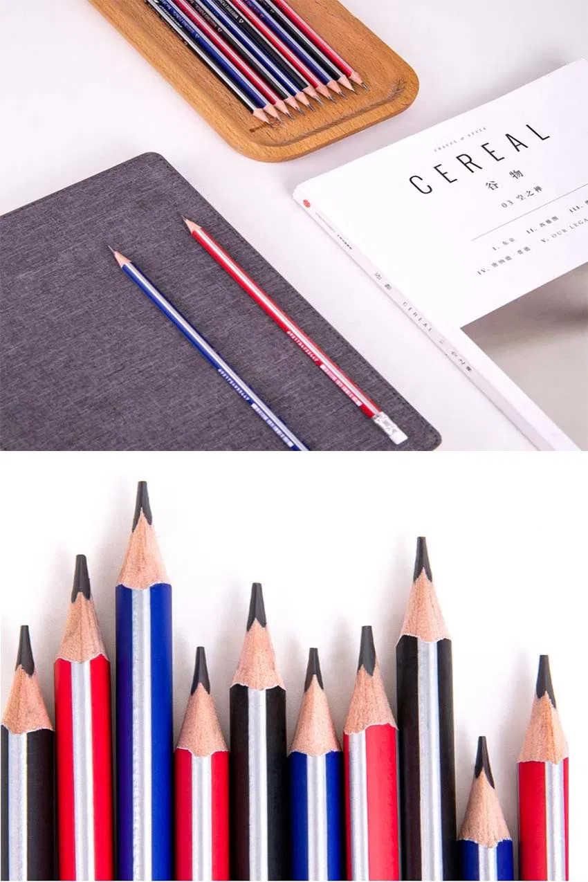 Non-Toxic Linden Wood Black Lead Sketch Pencil with Eraser