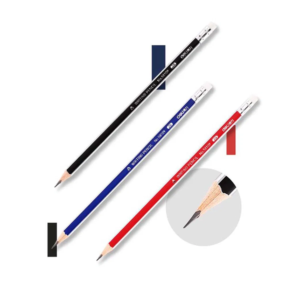 Non-Toxic Linden Wood Black Lead Sketch Pencil with Eraser