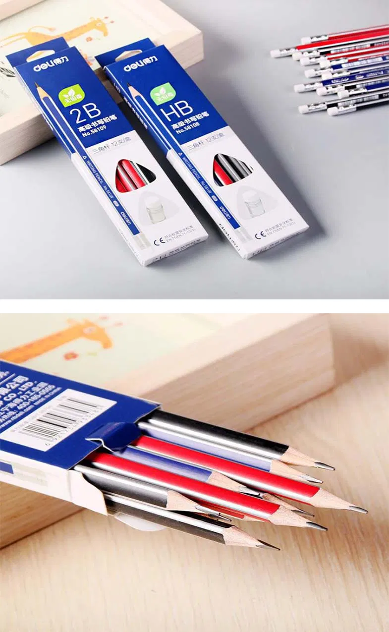 Non-Toxic Linden Wood Black Lead Sketch Pencil with Eraser