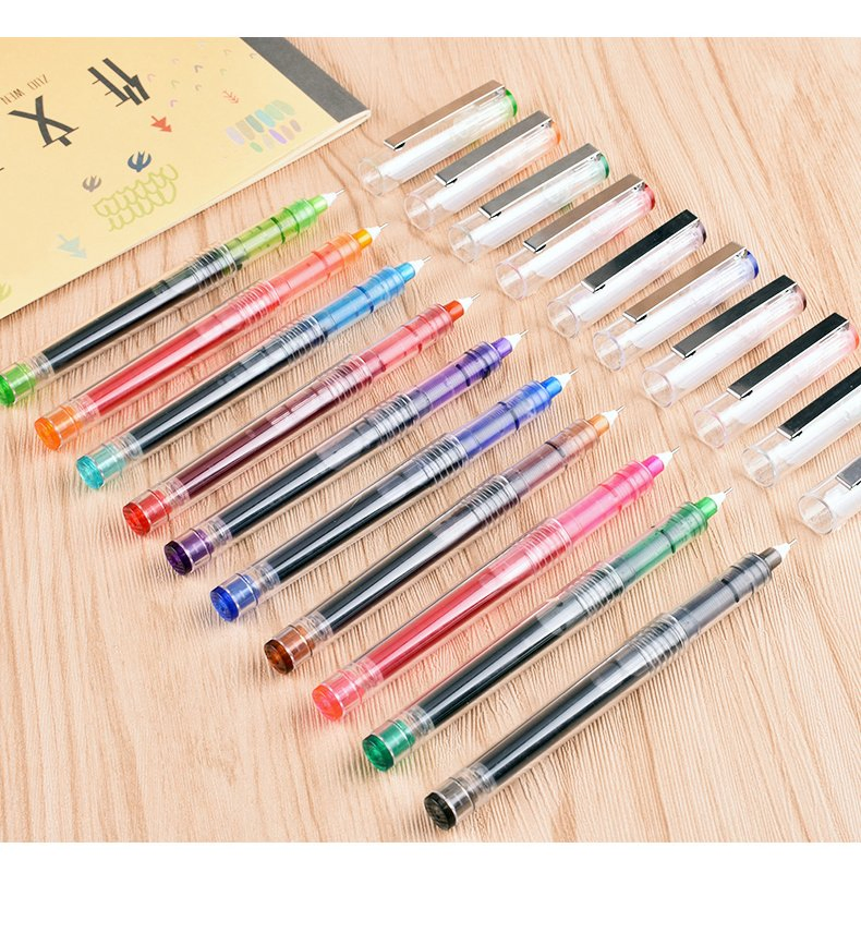 Office Pen Free Ink System Roller Pen Stationery Assorted Color Refillable Pen
