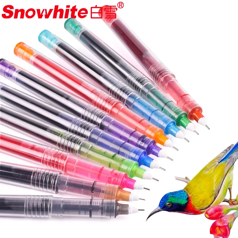 Office Pen Free Ink System Roller Pen Stationery Assorted Color Refillable Pen