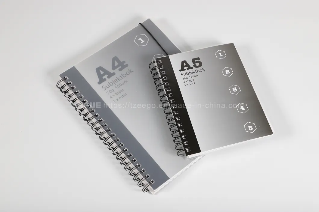 Office Supplies Hardcover Perforated Pages Plastic PP Custom Printing A4 A5 A6 B5 Spiral Notebook with Subjects