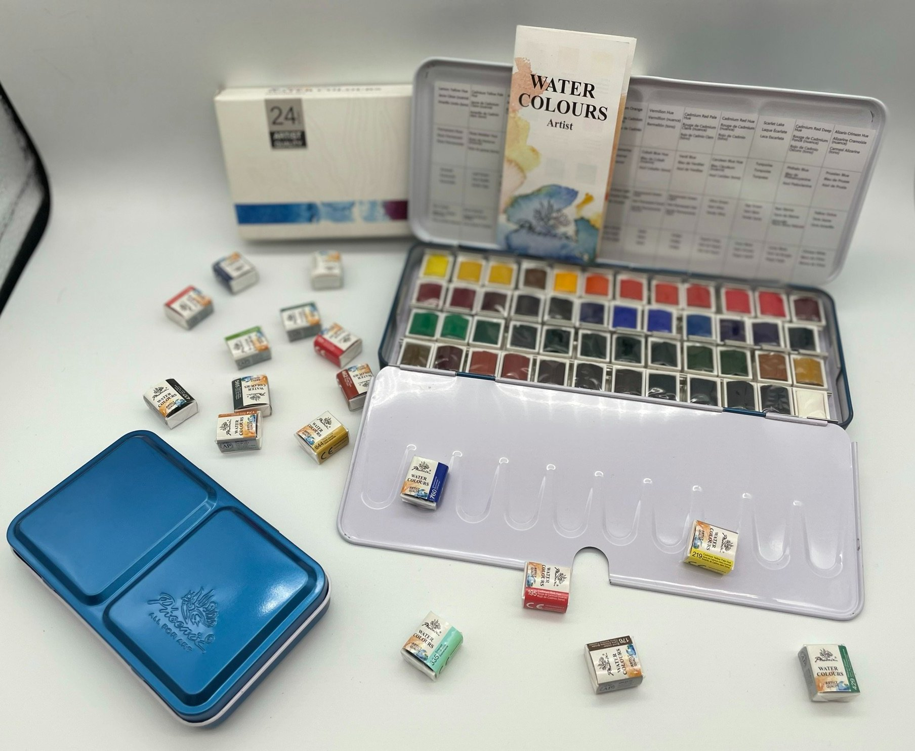 Portable 12 / 24/48 Half Pans Storage Artist Paint Case Tin Solid Watercolor Metal Palette Box Set