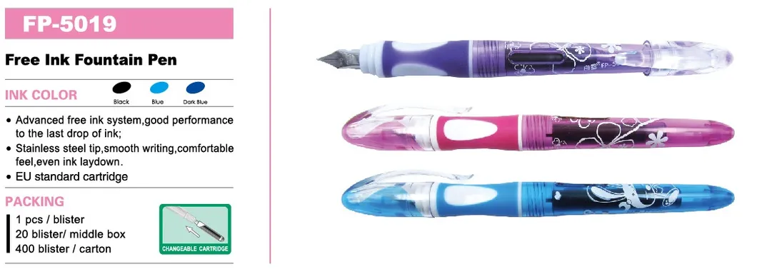 Stationery School Supply Cartridge Pen Ink Pen Snowhite Fountain Pen Double Injection Mould