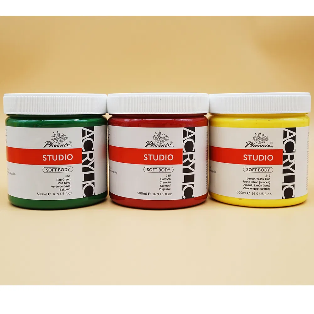 Wholesale Stationery School Supplies Phoenix Non-Toxic 70 Colors Acrylique Acrilico Plastic Bottle 500ml Colorful Acrylic Paint Acrylic Color for Student