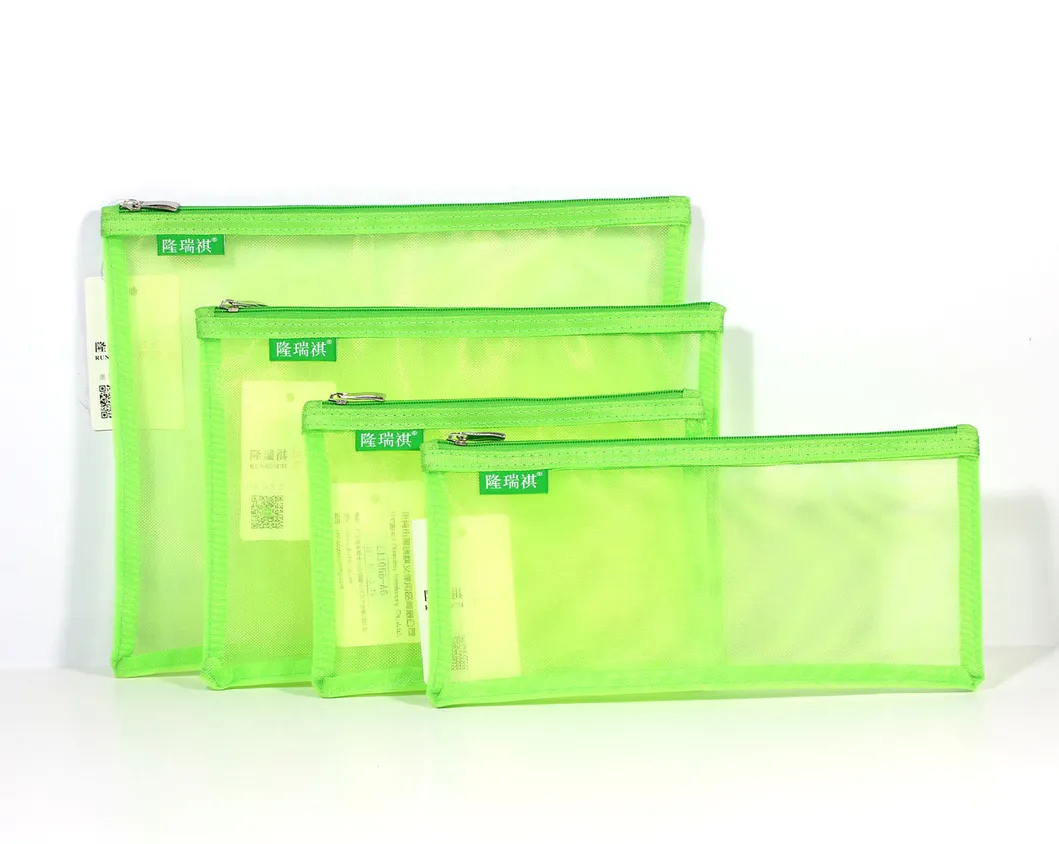 Wholesale Stationery Student A6/A5/A5.5/B5 Nylon Mesh Pen Change Small Items Storage Portable Ziplock Office School Document File Bag