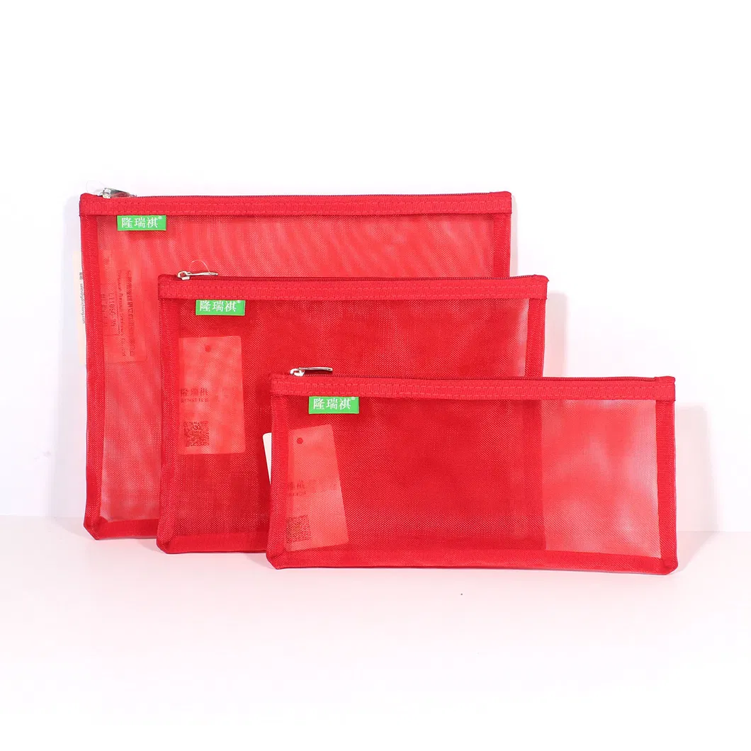 Wholesale Stationery Student A6/A5/A5.5/B5 Nylon Mesh Pen Change Small Items Storage Portable Ziplock Office School Document File Bag