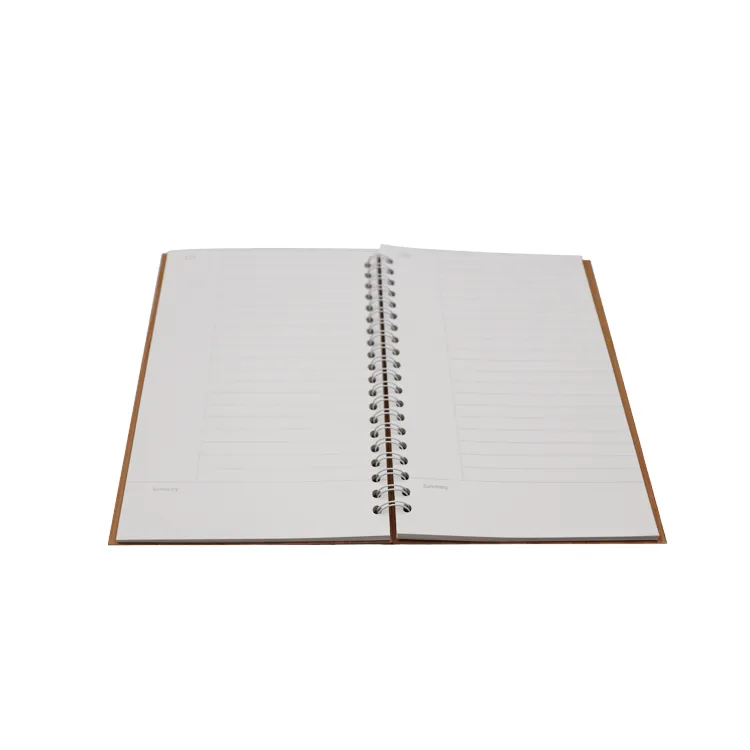 Wood Bamboo Cover A5 Notebook Spiral Notepad with Pen 70 Sheets Recycled Lined Paper